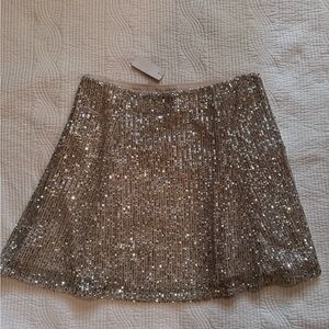 LOFT Sparkling Silver Sequin Skirt